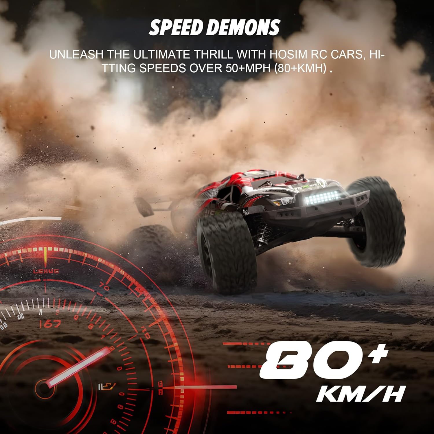 Hosim Mini 1:8 Brushless RC Cars for Adults Fast 50MPH, VEXARO High Speed 4X4 RC Trucks, All Terrain Remote Control Car Waterproof RC Truggy Off Road Hobby Large Monster Truck with 3S Battery