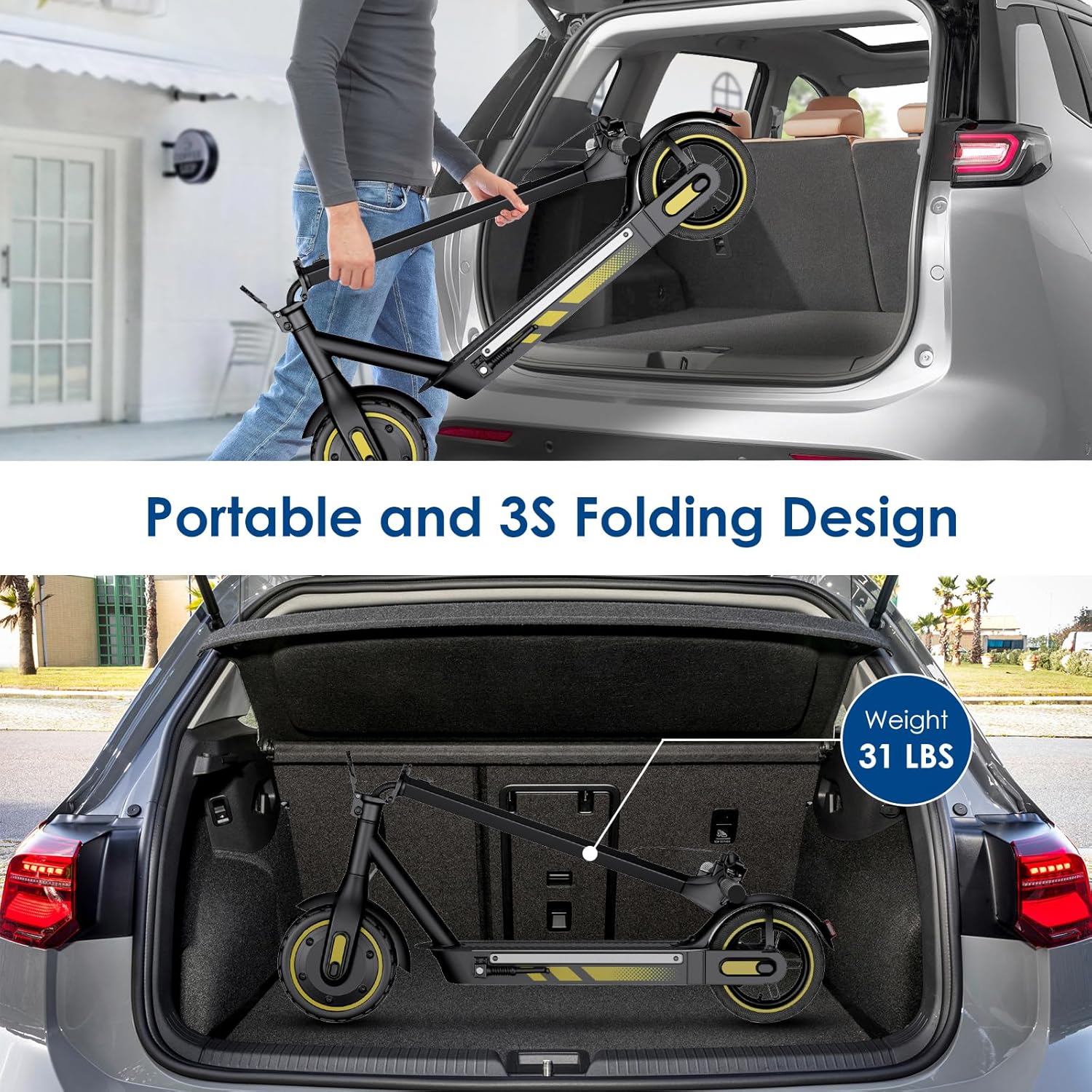 Electric Scooter for Adults,350W/500W/600W Powerful Motor,8.5/10” Tires,Up to 19/25 MPH,15/22/28 Mile Range,Dual Braking System,Foldable Lightweight EScooter for Young,Max Load 265 LBS,APP Control