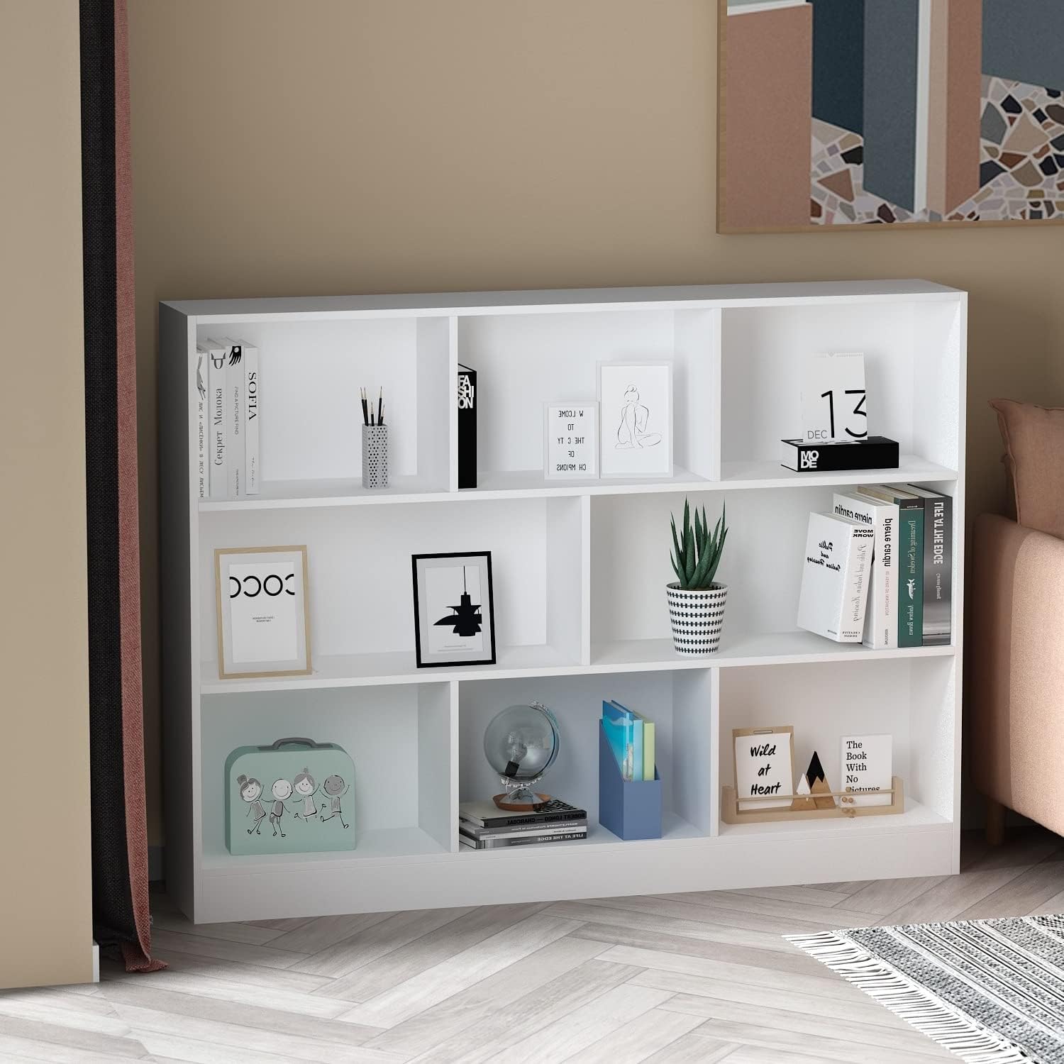 40.9'' H X 59'' W Standard Bookcase White Modern Contemporary Traditional MDF Matte Certified