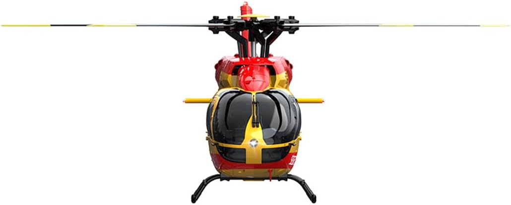 H145 C190 1/30 Scale Remote Control Helicopter for Adults Beginners, 6CH 2.4G H145 6-Axis Gyro 6G RC Helicopter single Rotor No Ailerons Altitude Hover/Optical Flow Positioning - Red Yellow/3 Battery