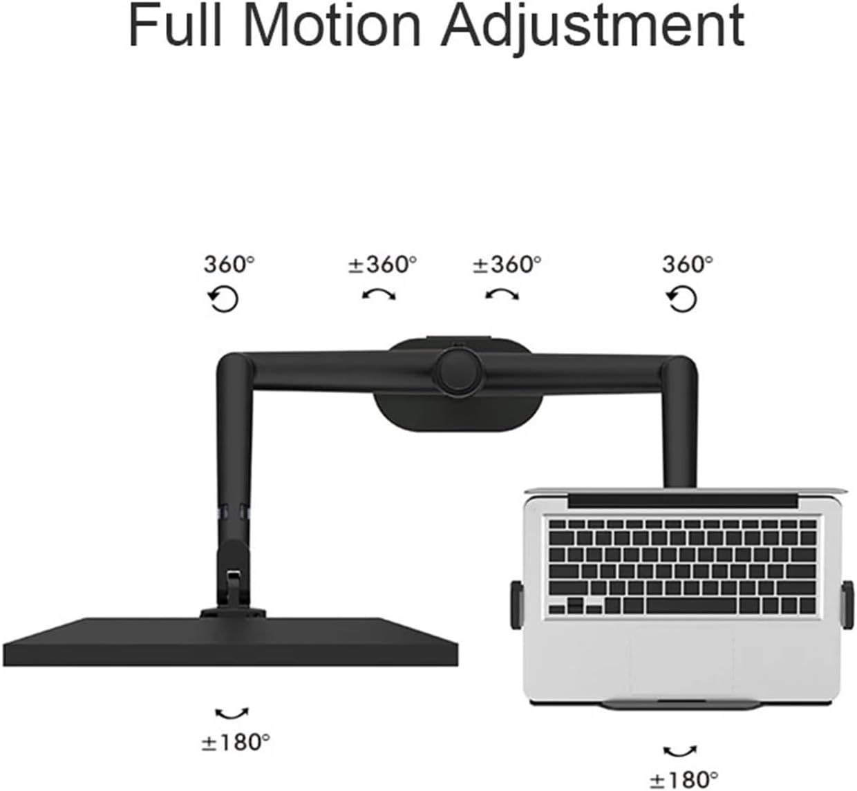 OL-10T Aluminum Height Adjustable Desktop Dual 17-32 Inch Monitor Stand + 12-17 Inch Laptop Stand Full Movement(Black)
