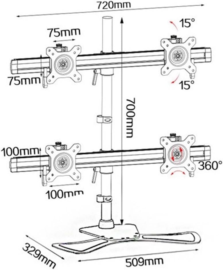 Monitor Stand Desktop Multi-Screen Splicing Elevated Rotating Base Type 4-Screen Aluminum Alloy MP240SL Base Type