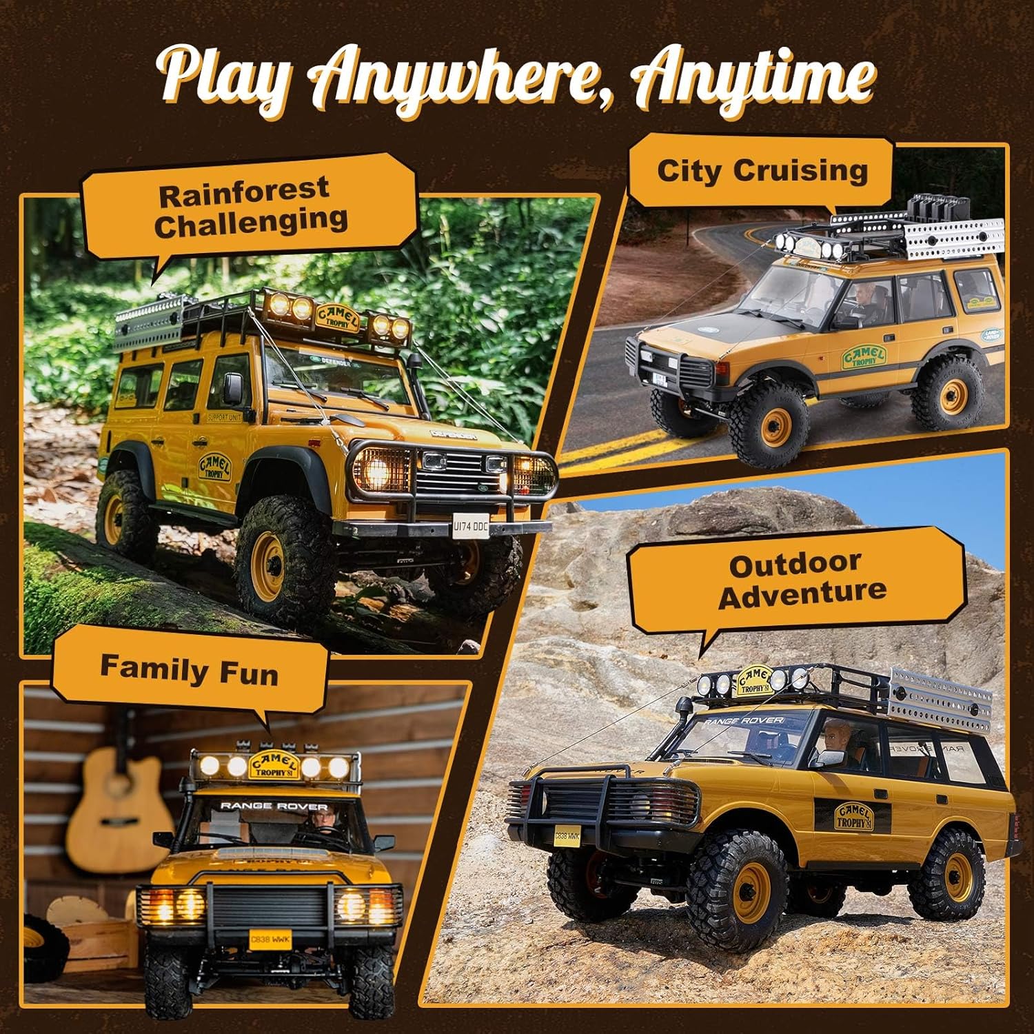 BEEZRC FMS 1/10 FCX10 RC Crawler Officially Authorized Land Rover Series, Camel Trophy Edition RC Model 4WD RC Rock Truck, 2.4Ghz Hobby Grade, RC Off Road Vehicle for Adults RS(Defender 110)