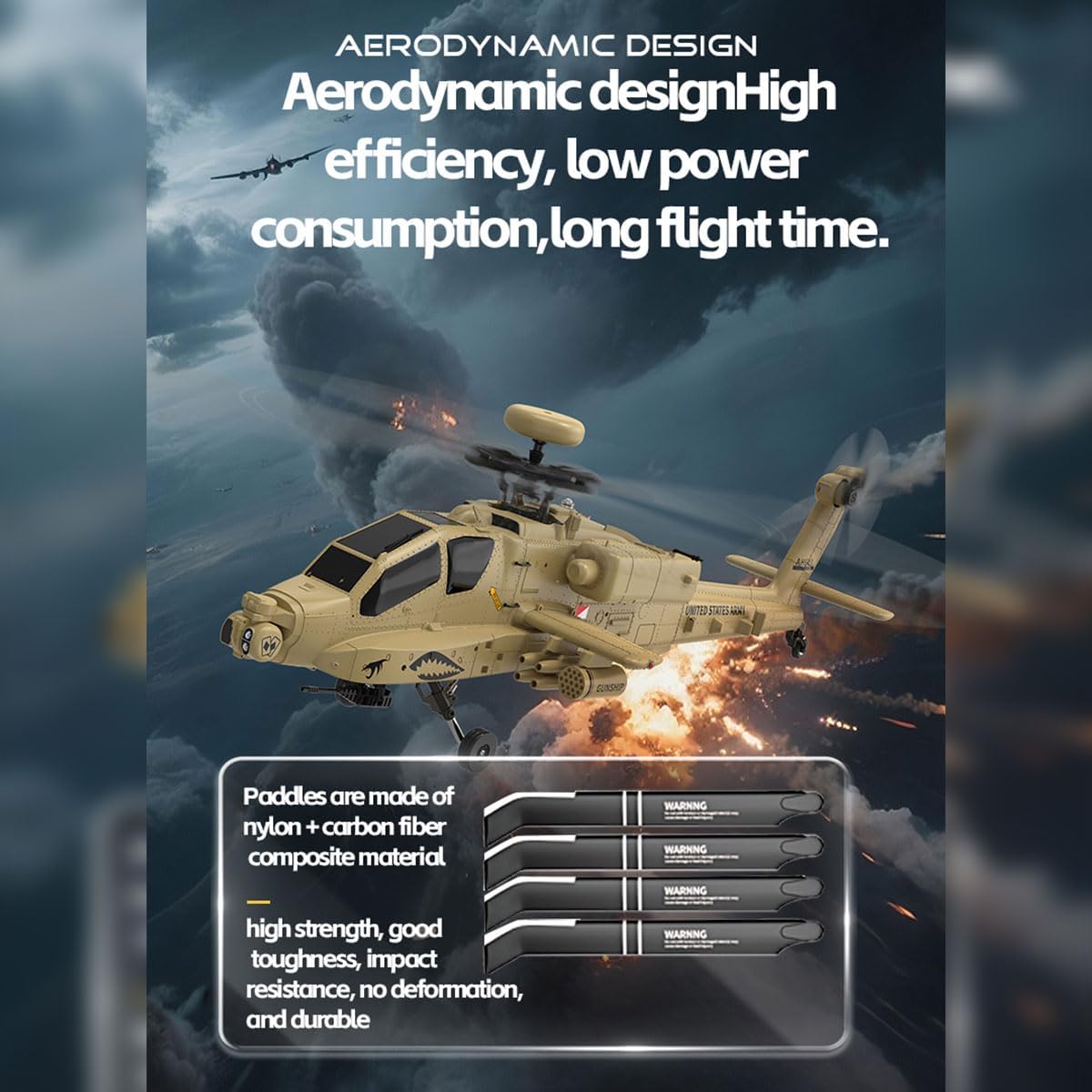 1/32 F11-N AH64 Remote Control Helicopter, 2.4G 6CH Coaxial Dual Rotor 6G/3D RC Helicopter Model with Optical Flow Altitude Hold, Military RC Aircraft Gift for Adults -RTF