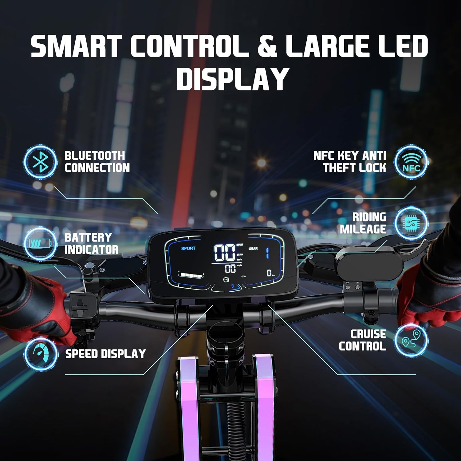 70 Miles Long Range Adults Electric Scooter, 7000W Dual Motor, 55MPH Fast Escooter,12 Inches Road Tires Foldable E-Scooters with Seat