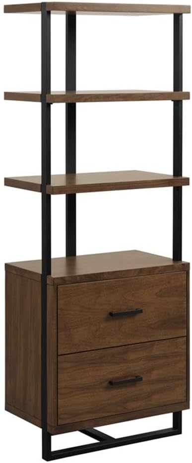 Lexicon Sedley Metal 3 Shelf Bookcase in Walnut and Black