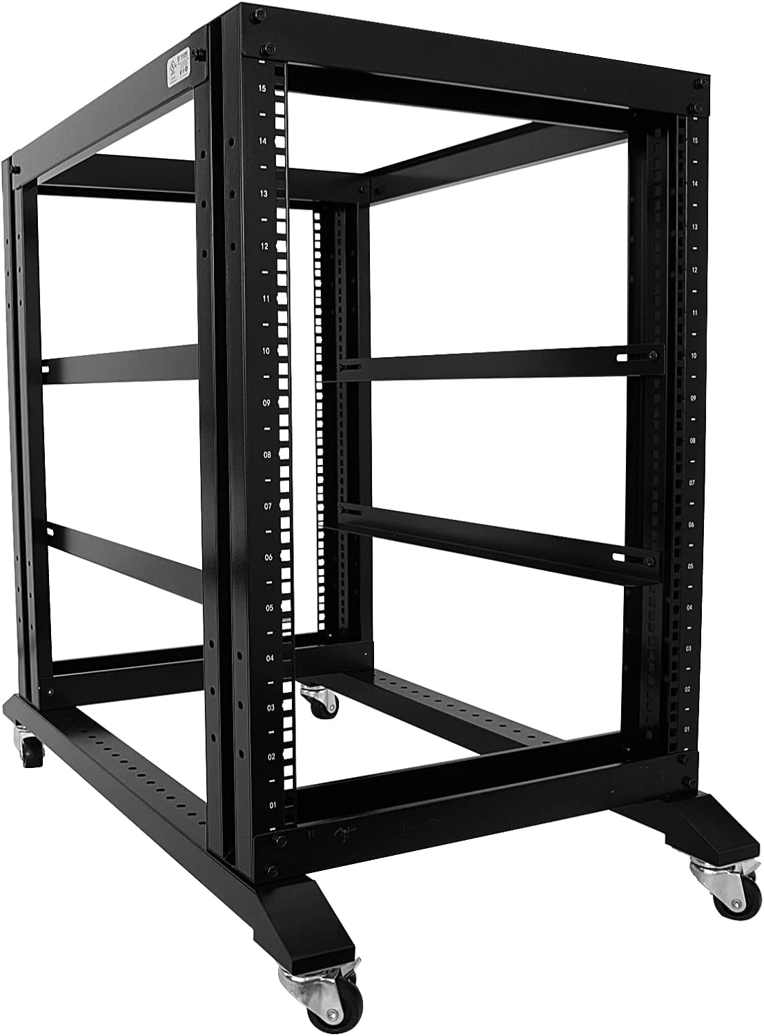 Raising Electronics Server Rack Open Frame Rack 4 Post 19 inch Adjustable Server/Audio Rack Cold Rolled Steel(15U