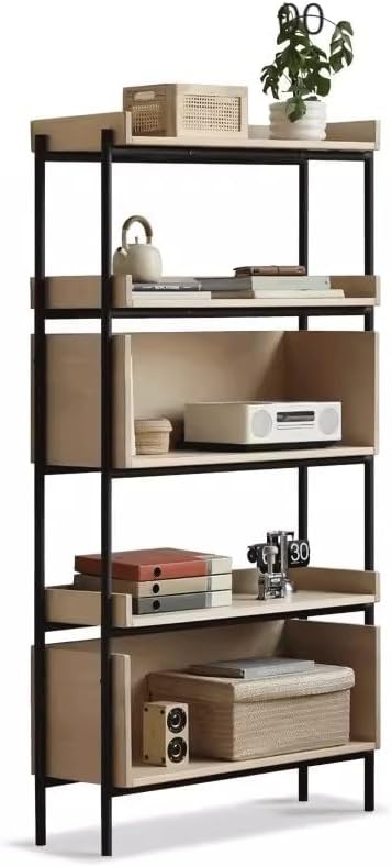 Book Shelf Bookcase Storage Display Bookshelf Solid Wood Bookshelf Wrought Iron Storage Rack Living Room Display Rack Home Multi-Layer Storage Storage Rack for CDs/Movies/Books/Display Shelves (A One