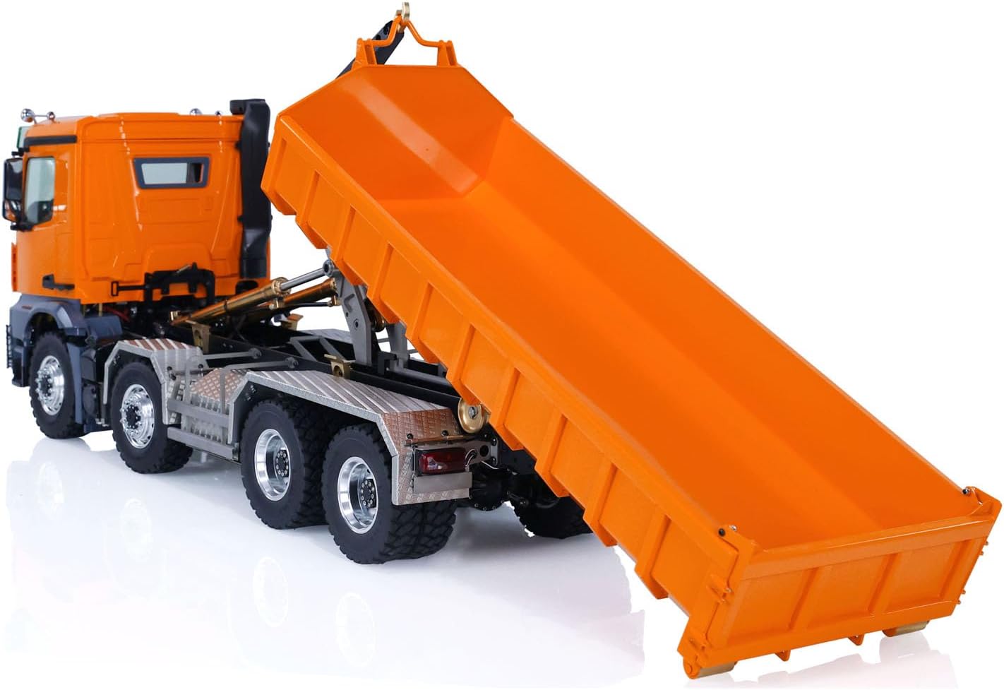 LESU 1/14 8x8 Hydraulic RC Dump Truck 2-Speed Transmission Roll On/Off Metal RTR Tipper Cars Model Shift Steering Servo Lock Differential Light Sound System Hobby Grade Model