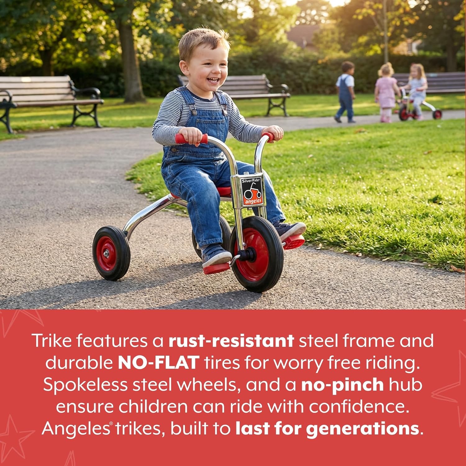 Angeles SilverRider Kids Tricycle, Toddler Tricycle with Solid Airless Rubber Tires, Kids Bike for Preschools and Daycare, Ages 3+, 13