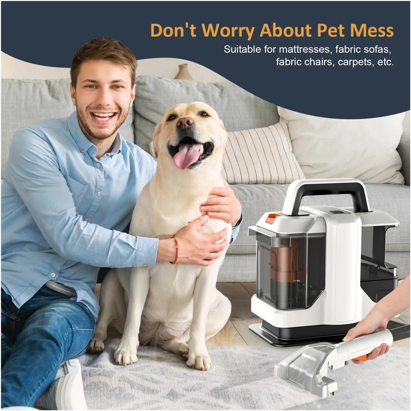 MTRSEAFH 750W Strong Suction Fabric Machine Cleaning Machine Deep Cleaning Ultra Quiet 220-240V Lightweight Sofa/Carpet/Car Multifunction