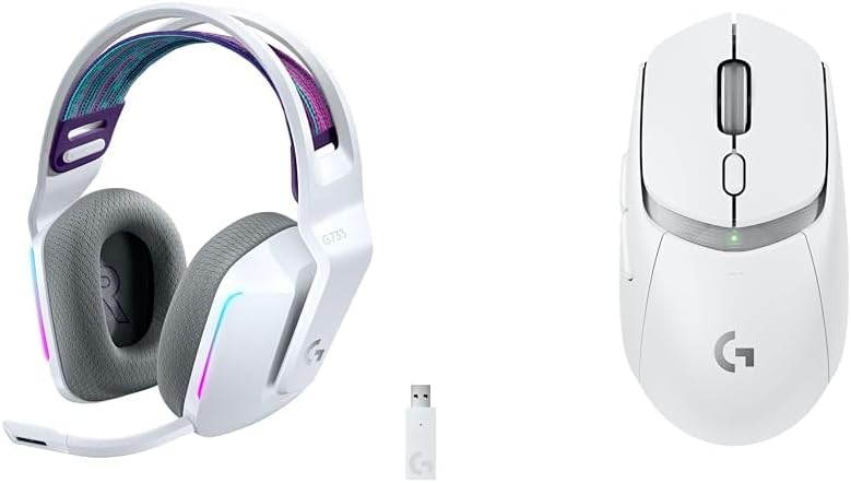 Logitech G733 Wireless Gaming Headset + G309 Lightspeed Wireless Gaming Mouse Bundle - White