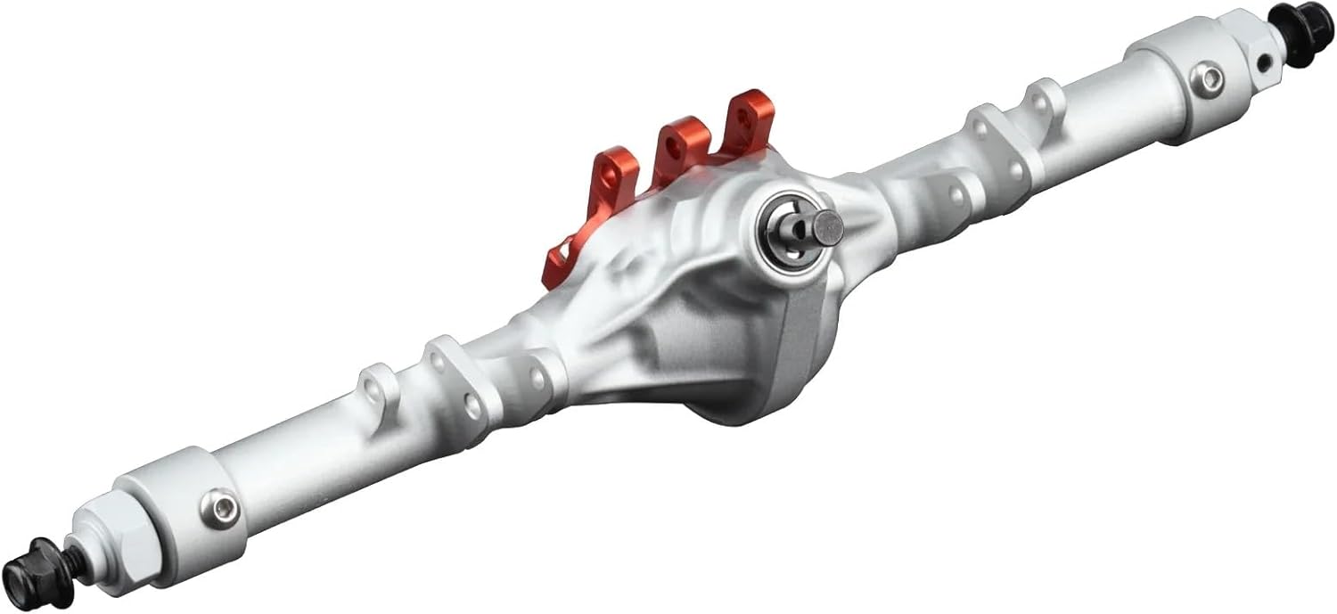 RC Car Accessories Compatible with Axial for SCX10 II VS4-10 for Rock Trucks 1/10 RC Crawler Parts Machined Aluminum Offset Straight Axle Set(Silver,1 Set)