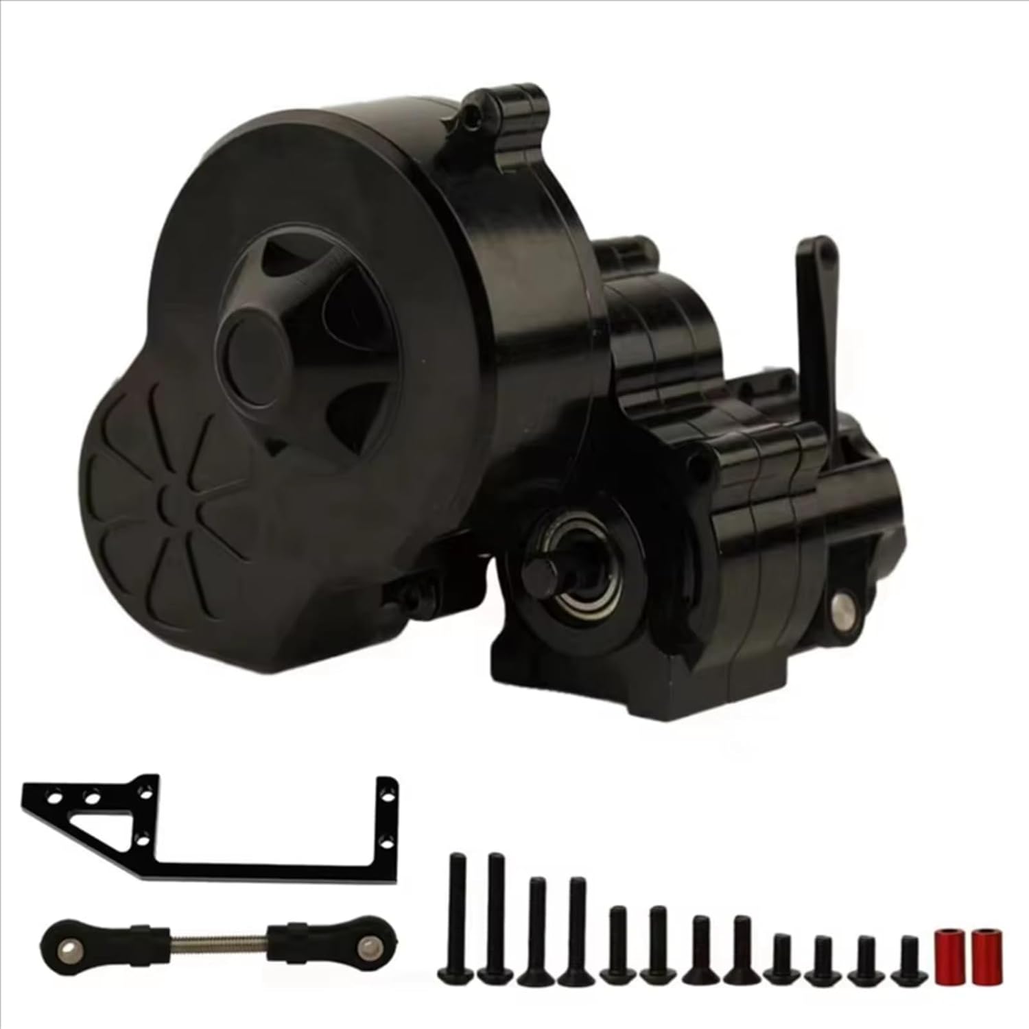 RC Gearboxes For Axial For SCX10 AX10 For Wraith Black 1/10 Metal Complete Gearbox Transmission Box With Dig Gear 1 Speed RC Crawler Car