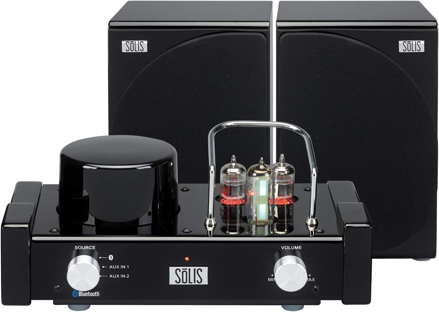 SOLIS SO-8000 Stereo Bluetooth Audiophile Vacuum Tube Audio System Amplifier with VU Meter and Aux-in