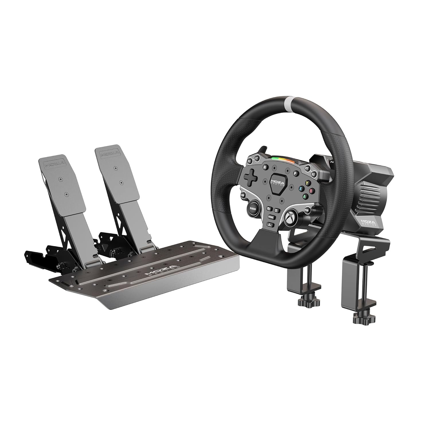 MOZA R3 Steering Wheel and Pedals Kit for Xbox(official Licensed) & PC: 3.9Nm Direct Drive WheelBase, 11-inch Racing Wheel, Pedals and Desk Clamp All-in-One Gaming Racing Simulator