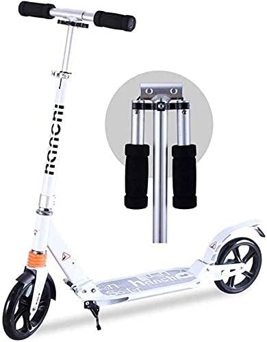 Scooters Kick Scooter for Adults Kids Adult Scooters with Folding Handle Portable Commuter Scooters with Big Wheels Birthday Gifts for Adults/Teens/Kids Up to 100kg Non-Electric (Color : White)