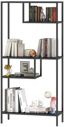 Orixforce Modern Cube Storage Shelf with 4 Compartments & Metal Legs – Freestanding Bookcase Organizer, Open Back Display Shelf for Living Room, Bedroom, Office