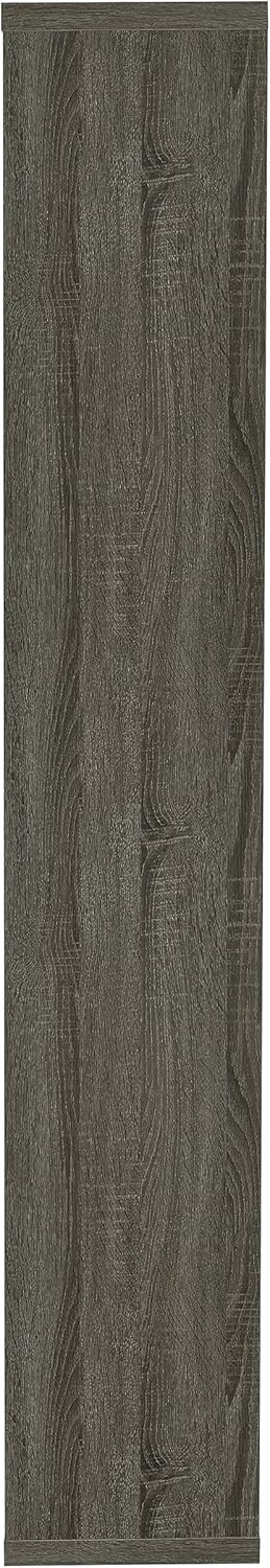 Coaster Home Furnishings - Theo - MDF and Engineered Veneer - 7-Shelf Geometric Bookcase with Transitional Style - Living Room and Home Office - 71-Inch - Weathered Gray - 800510