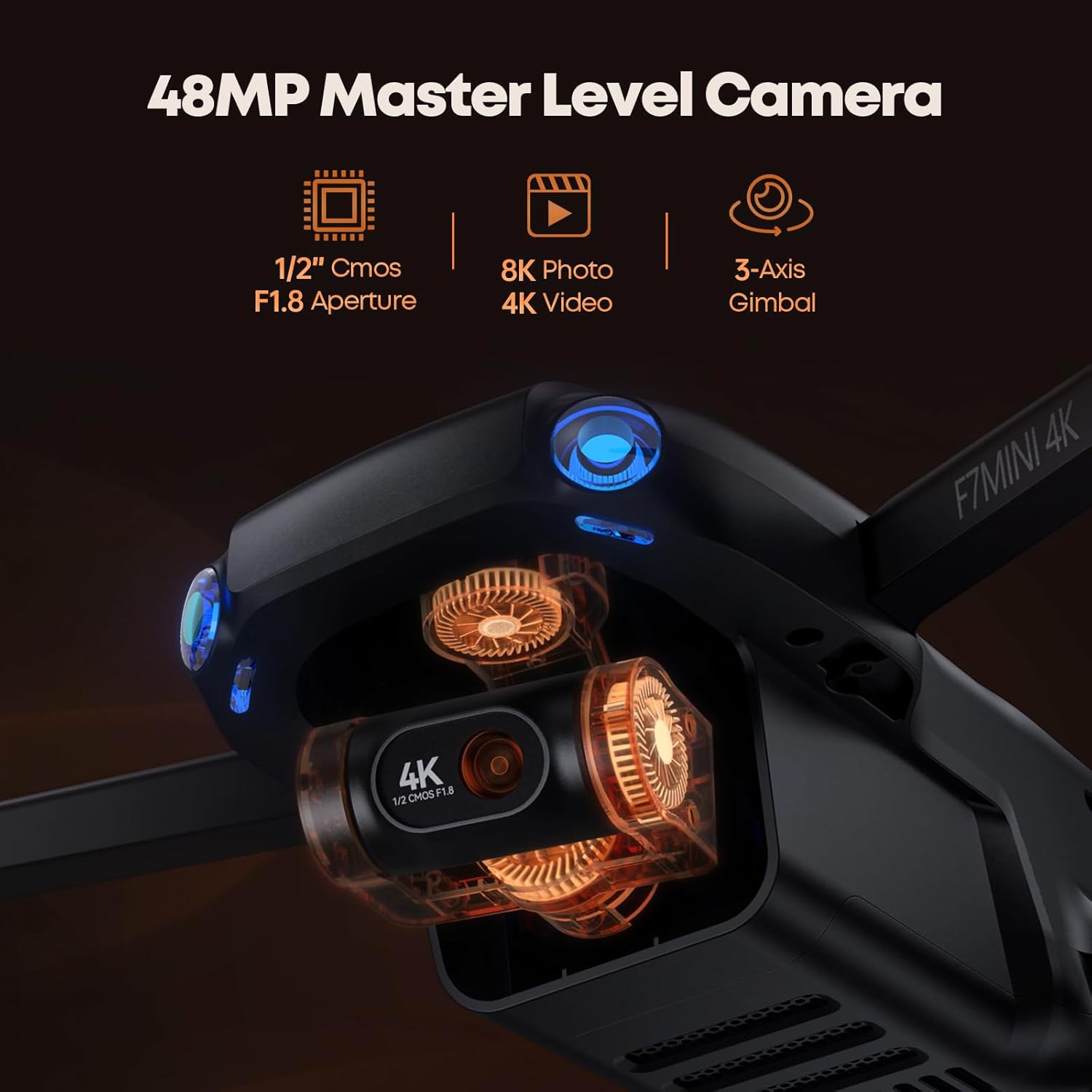 Bwine F7MINI 4K Video 8K Photo Drones with Camera for Adults, 3-Axis Gimbal EIS, 96Mins, 249g FAA-exempt, Over 6KM Transmission, AI GPS Smart Return, Follow, Waypoint, Orbit Fly, Better for Beginner