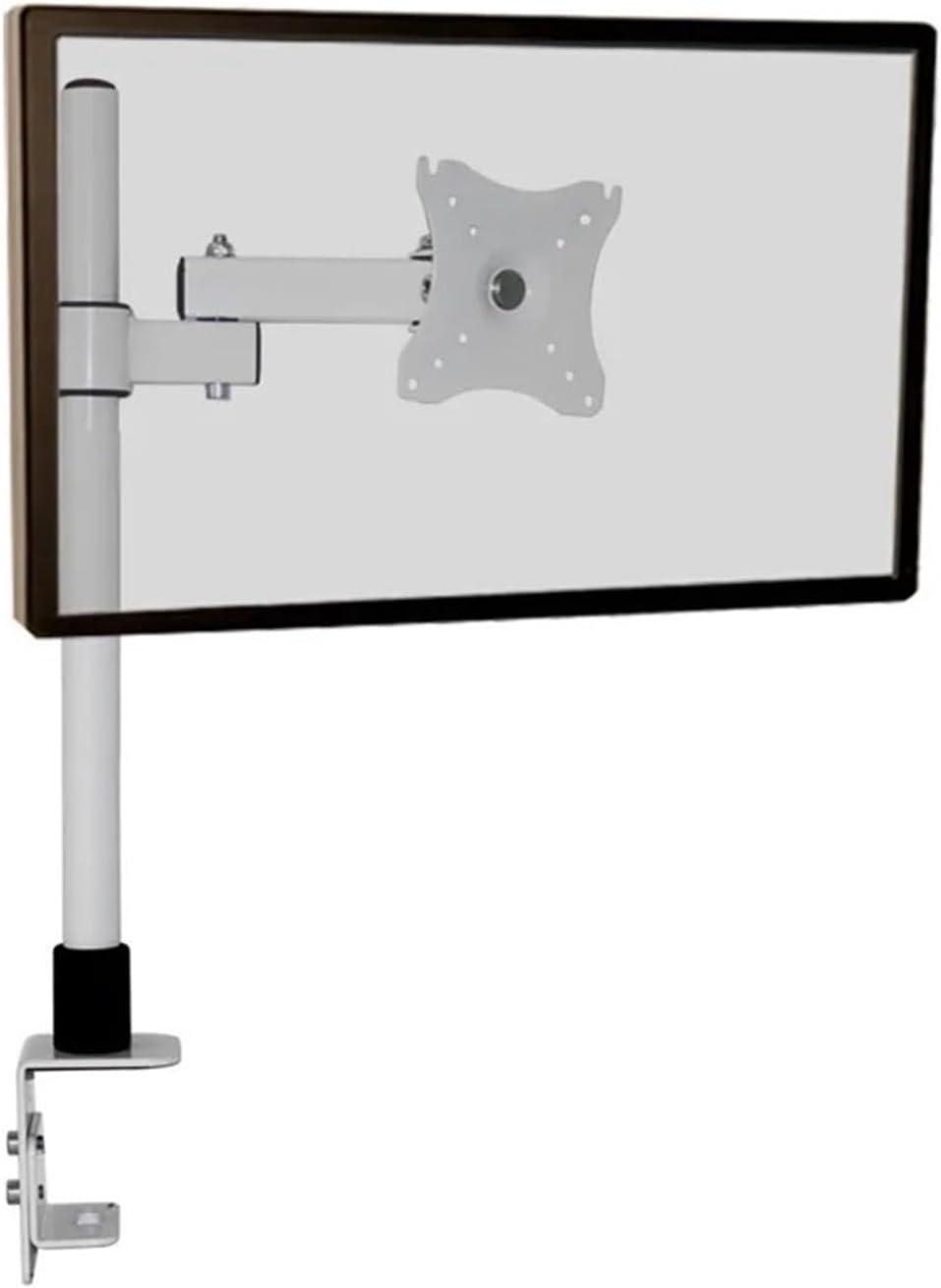 10-27 inch Steel Single Arm LCD TV Desktop Stand 360 Degree Rotation Monitor Desktop Stand 75 100 Full Motion Stand White(XJ800-01)