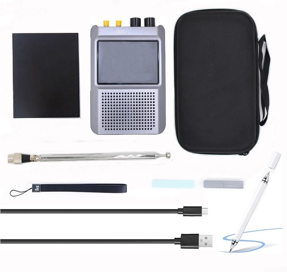 DSP2 Full Band Radio Receiver 10kHz-2GHz AM SSB for DSB CW NFM WFM with 3.5 Inch Touch LCD Screen 5000mAh Battery Adjustable Filter Width Adaptive Noise Reduction Automatic Gain Control