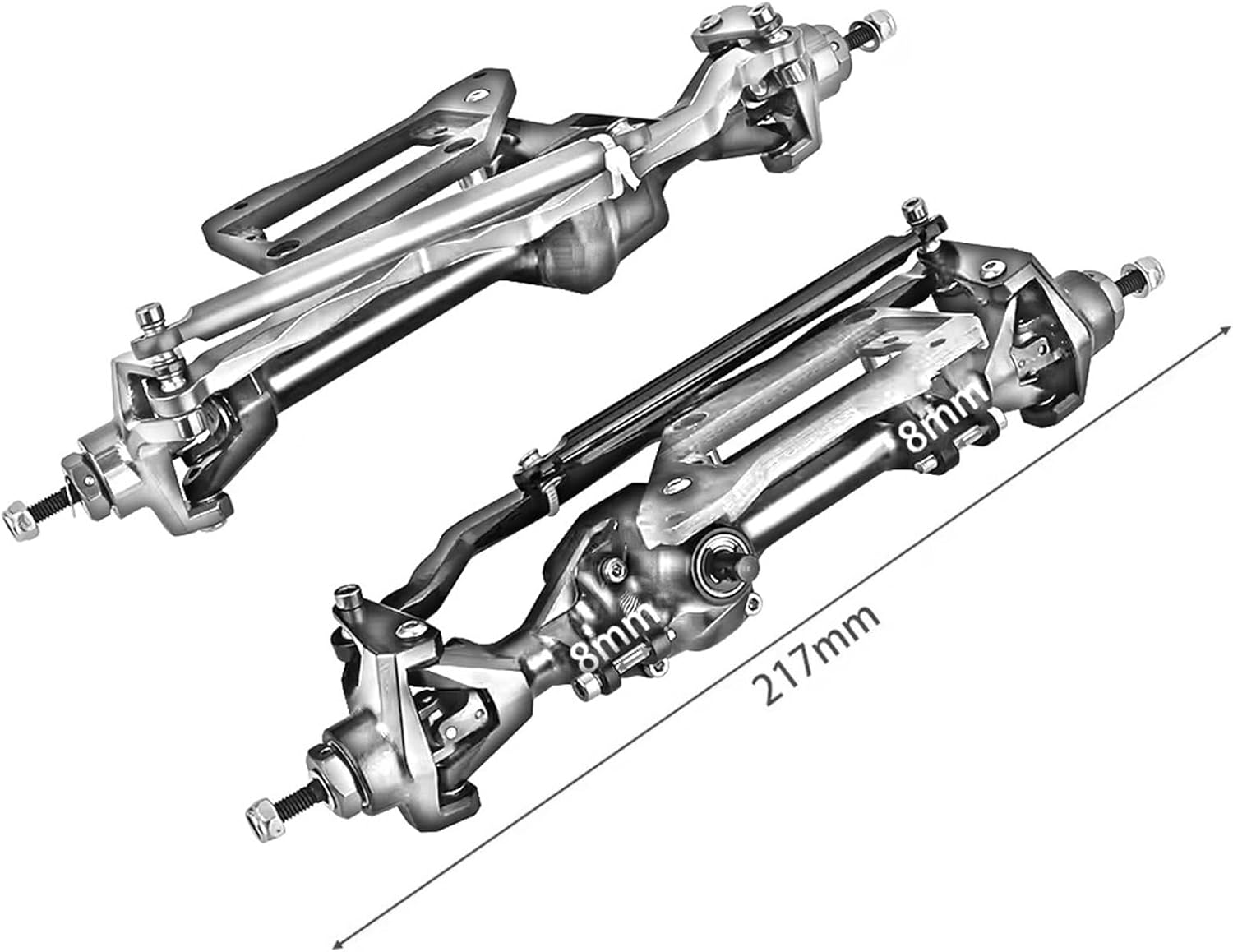 RC Car Front Rear Axle Compatible with Axial for SCX10 Pro 1/10 RC Crawler Car Upgrade Part Aluminum Alloy Front Rear Straight Axle Set with Servo Mount(Black)