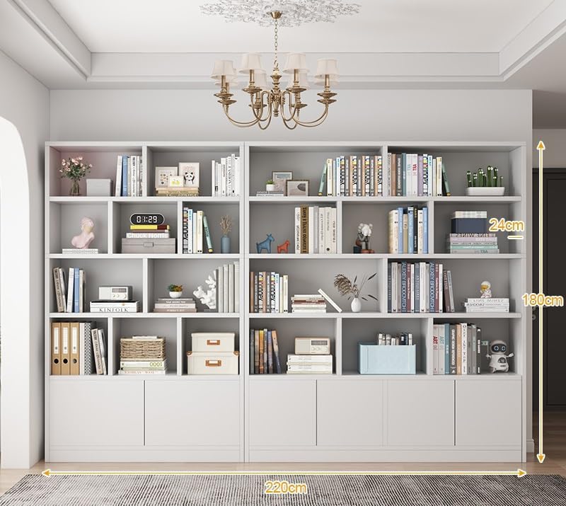 Solid Wood Combo Reading Bookshelf, Wall-Leaning Bookcase Display Shelves Wine Cabinet Entryway Divider Rack (Color : Walnut Color 100x24x180cm) (White 220x24x180cm)