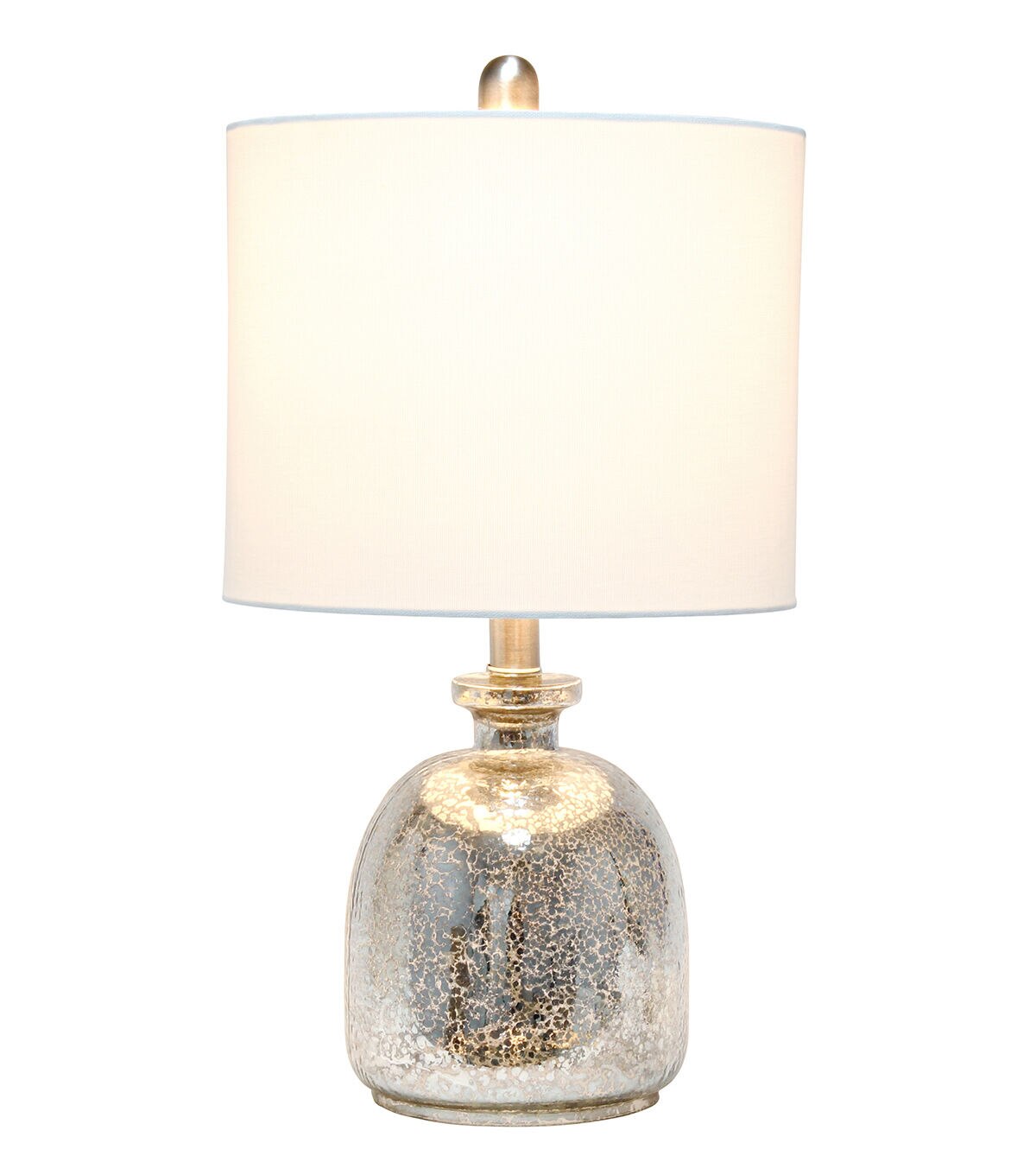 All The Rages Mercury Glass Jar Table Lamp with White Linen Shade