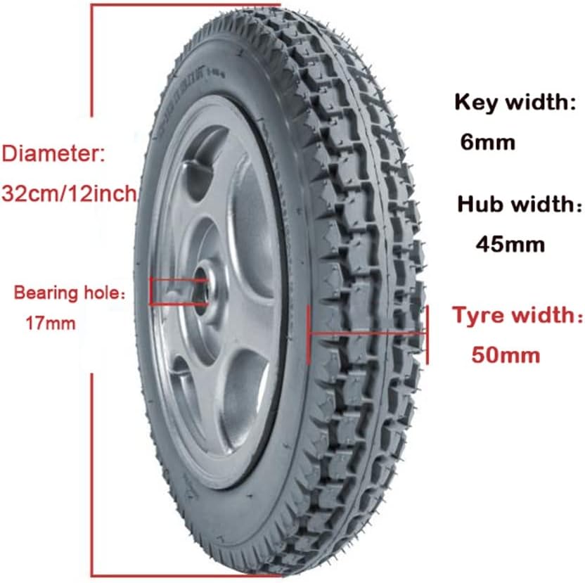 12 Inch Electric Wheelchair Accessory Rear Wheel, Non-Slip Rubber Wheel, Non-Pneumatic Tyre