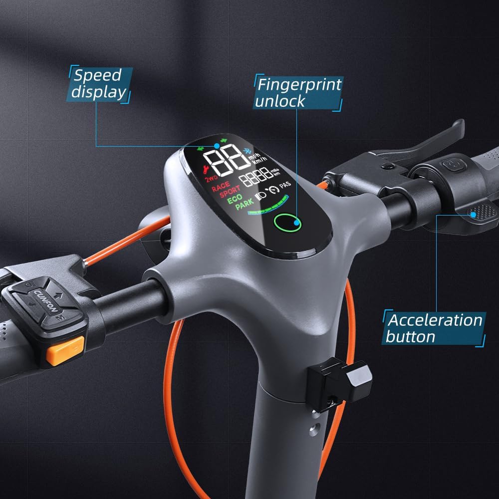 Electric Scooter, Up to 31 MPH, 50-Mile Long Range, Dual Brake & Dual Suspension, 1600W Peak Motor, Off-Road Heavy Duty E-Scooter for Adults and Teens, 300+ lbs