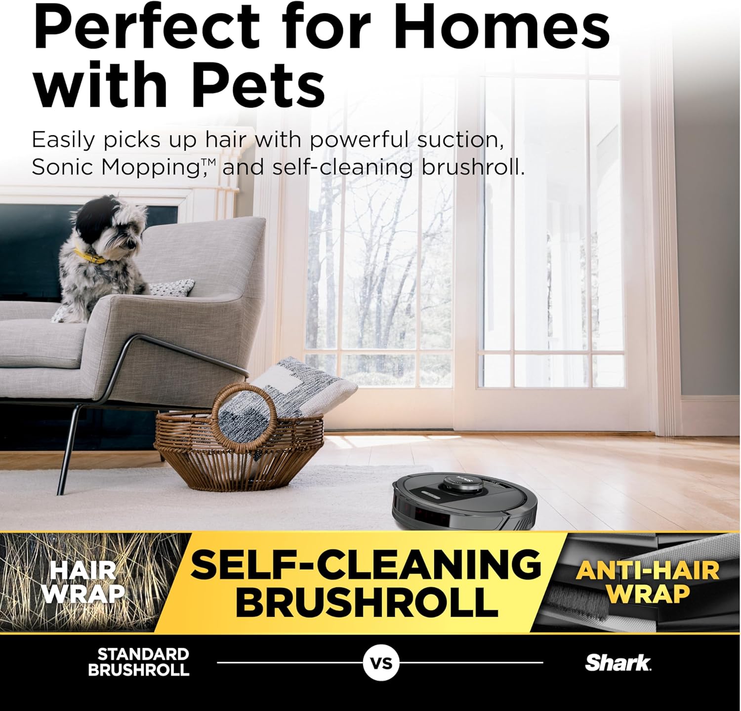 Shark R-RV2400WS Matrix No Spots Missed, Bagless 30-Day Capacity, Precision Home Mapping Self-Empty Robot Vacuum & Mop - Certified Refurbished