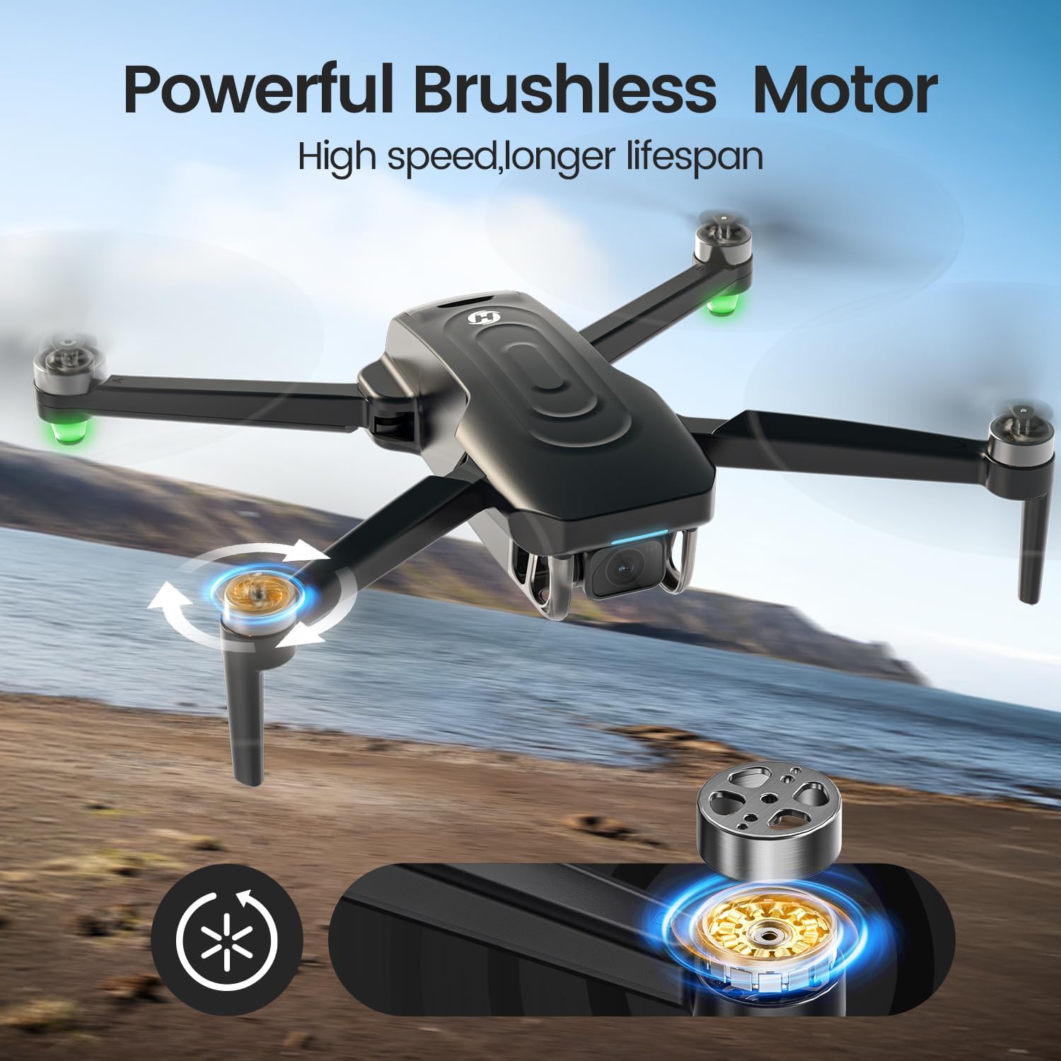 Holy Stone HS175G GPS Drone With 4K EIS Camera For Adults, 249g Foldable RC Quadcopter With Auto Return, Follow Me, 60 Mins Flight Time, Battery Fast Charge, Headless Mode, Upgraded HS175D