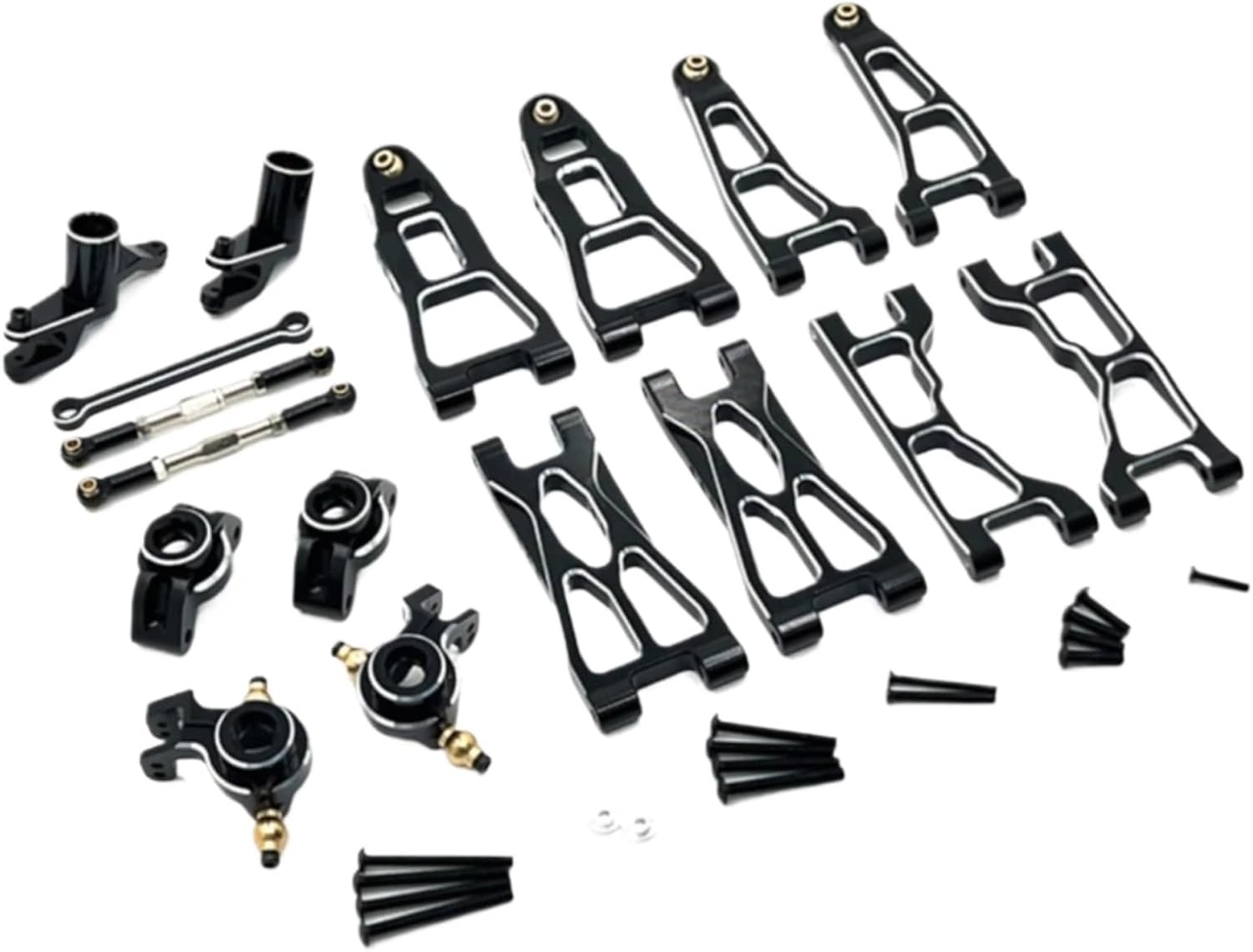 for UD1201 UD1202 for Pro 1/12 RC Car Upgrade Parts Accessories Metal Steering Cup Front and Rear Suspension Arm Steering Assembly Kit RC Car Parts Accessories(Black)