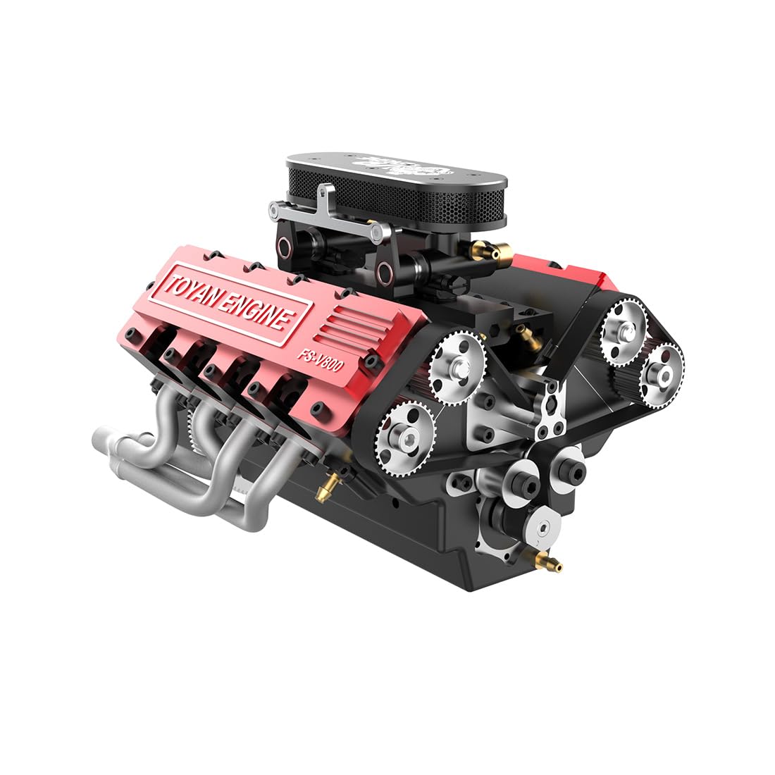 V8 Engine Kit That Works, FS-V800 1/10 Eight-Cylinder Four-Stroke Water-Cooled Nitro Engine Model for RC Car & Boat (KIT Version)