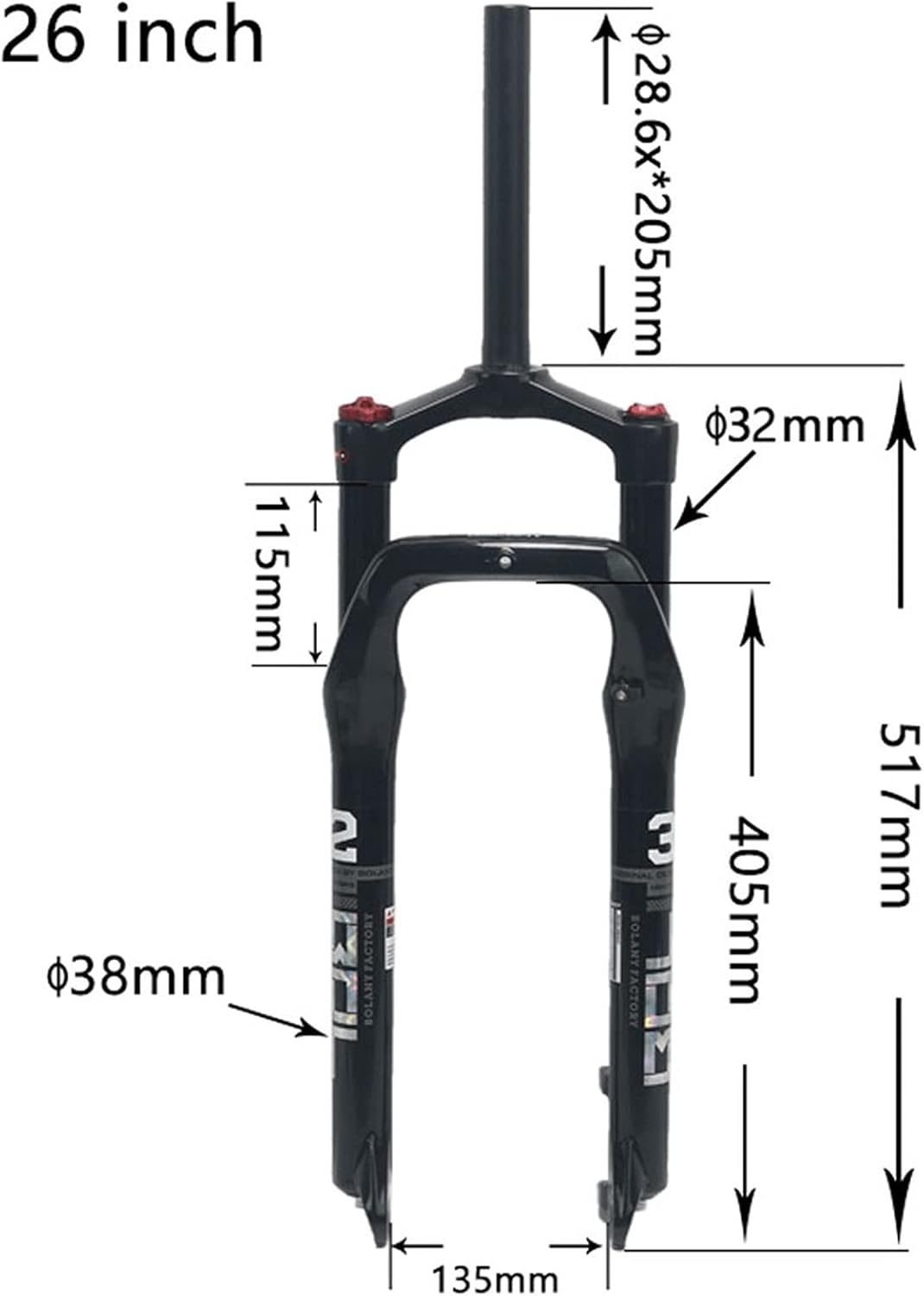 Snow Bike Suspension Front Fork 26 Inch Fat Tire Mountain Bike Air Suspension Manual/Remote Lockout Magnesium Alloy Shock Absorber 135mm Suitable for 4.0 Inch Tires Accessories