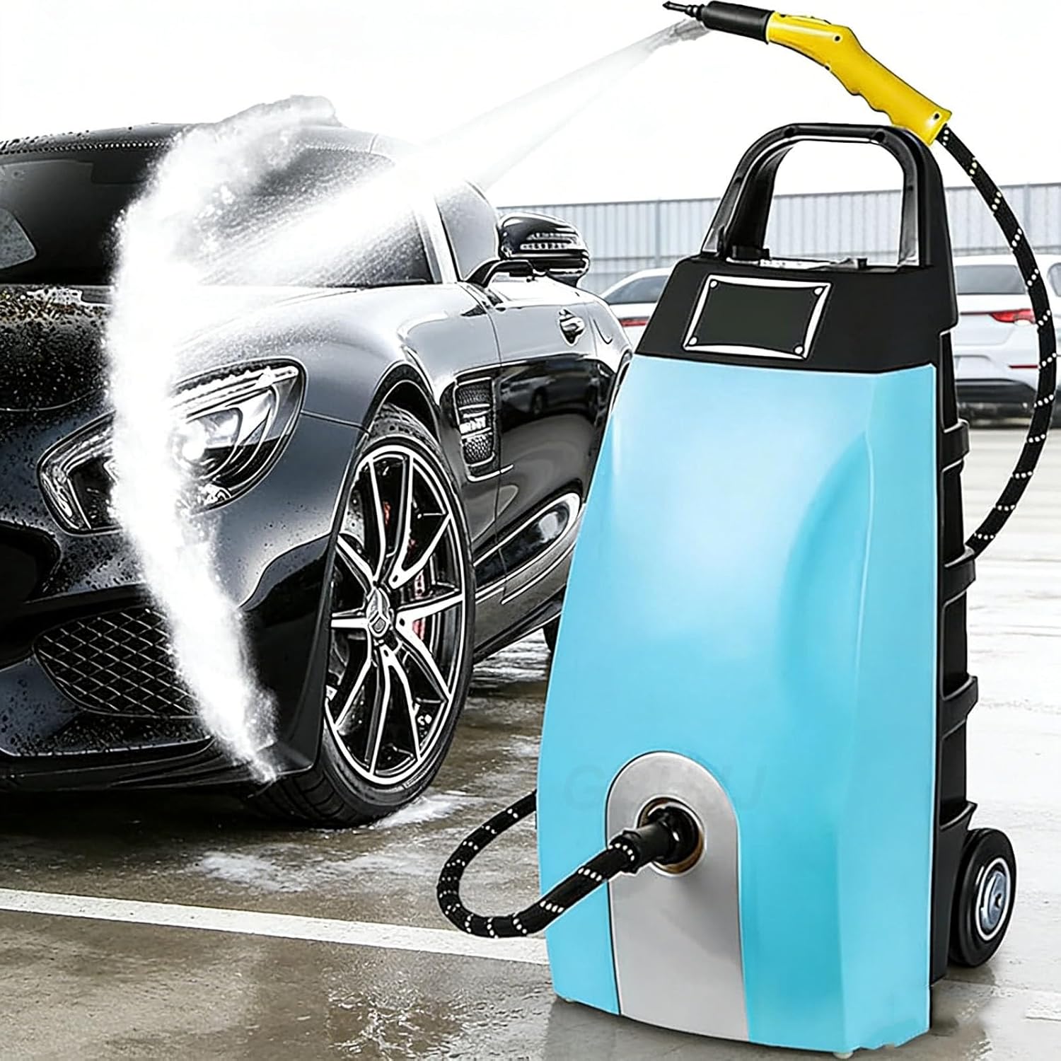 GBHJJ 3000W High Pressure Steam Cleaner – Portable steam Cleaner with 3.5L Water Tank, w/Continuous Steam,6 Accessories & 40 - sec Heat - Up for Home,Car Washing & AC Cleaning Blue