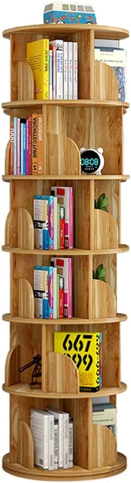 IOCCIOBB Bookcases 360° Rotating Bookshelf Children's Picture Book Stand Floor Shelf Corner Bookcase Save Space (Color : Brown, Size : 40 * 191cm)