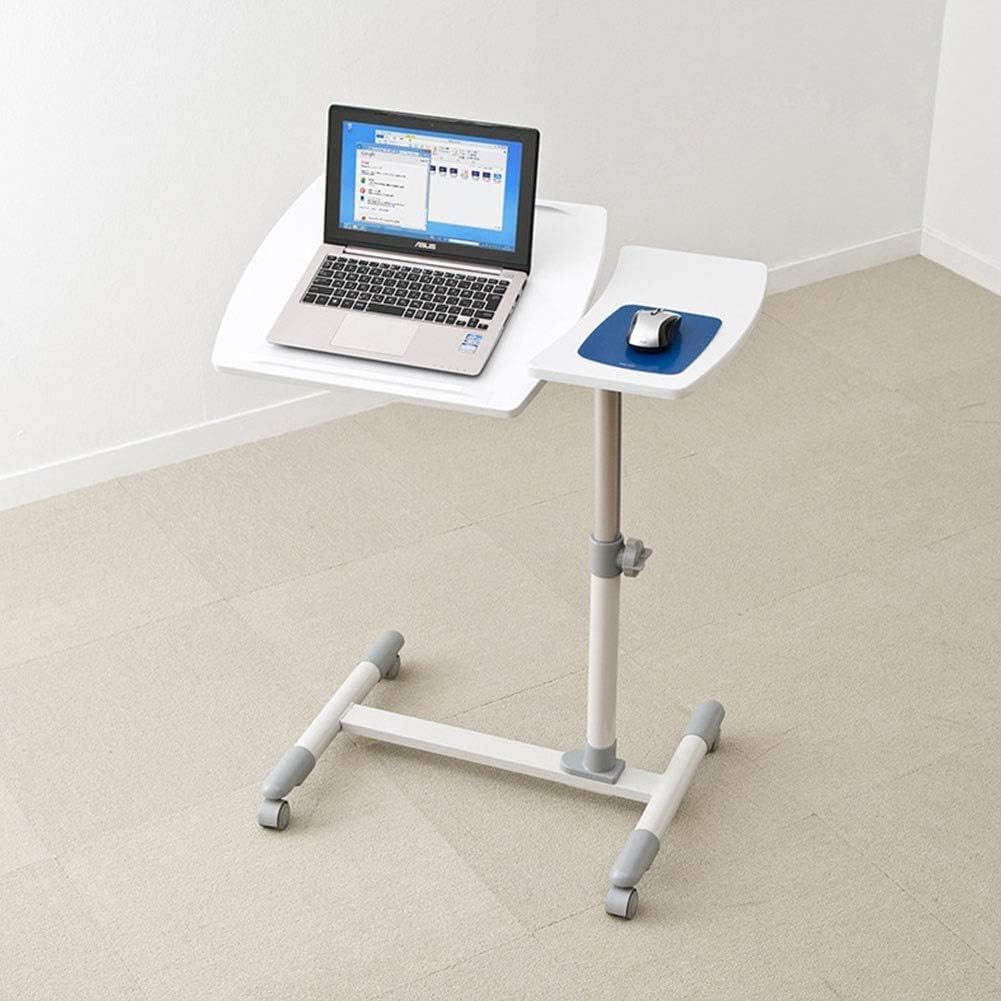 Laptop Table Side Table Adjustable Bedside Table on Wheels Sofa Nursing Reading Breakfast Mobile Laptop Computer Desk D (A)