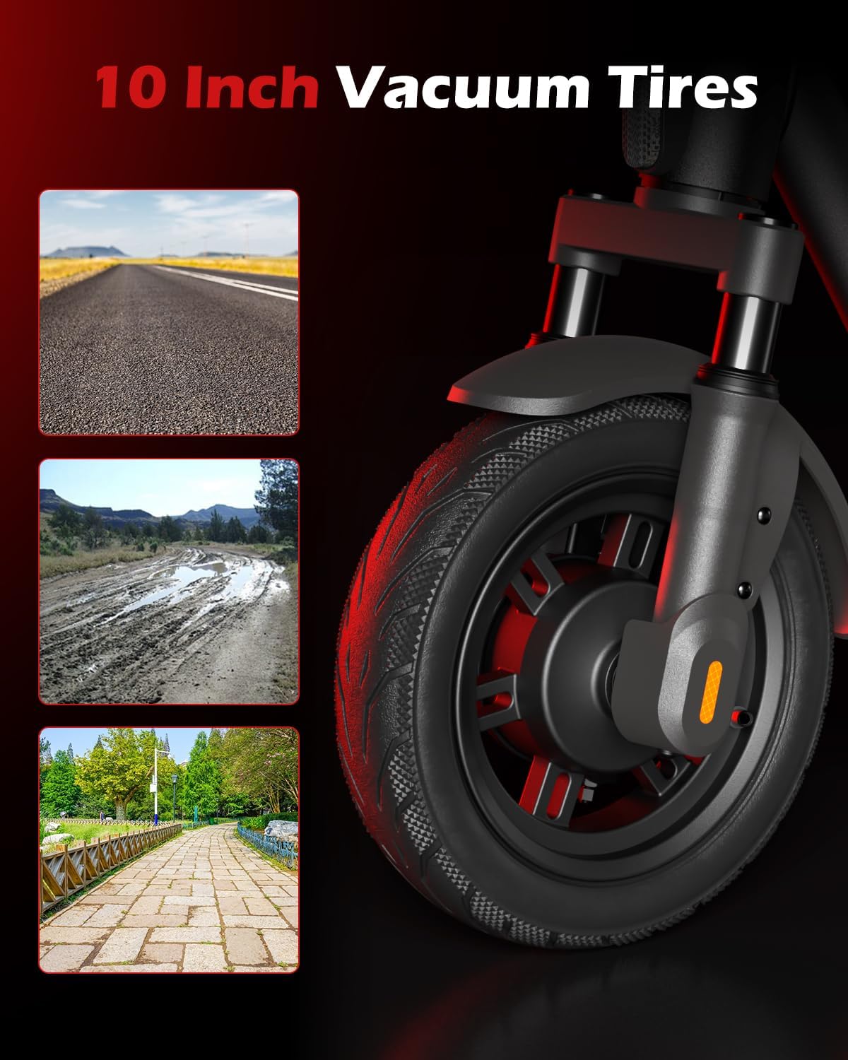 Electric Scooter with Suspension Long Range Electric Scooter for Adults 10inTires,E Scooter with Smart APP Control for Commuting, Outdoor, Short Travel UL2272