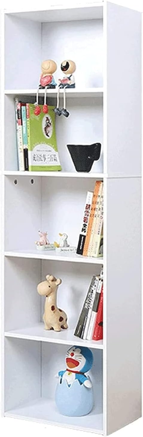 Rieort Fashion Bookshelf Colorful 5-Tier Bookshelf Wooden Freestanding Bookcase Large Capacity Floor Standing Rack Bookcase Modern Simple Bookshelves not Shaking