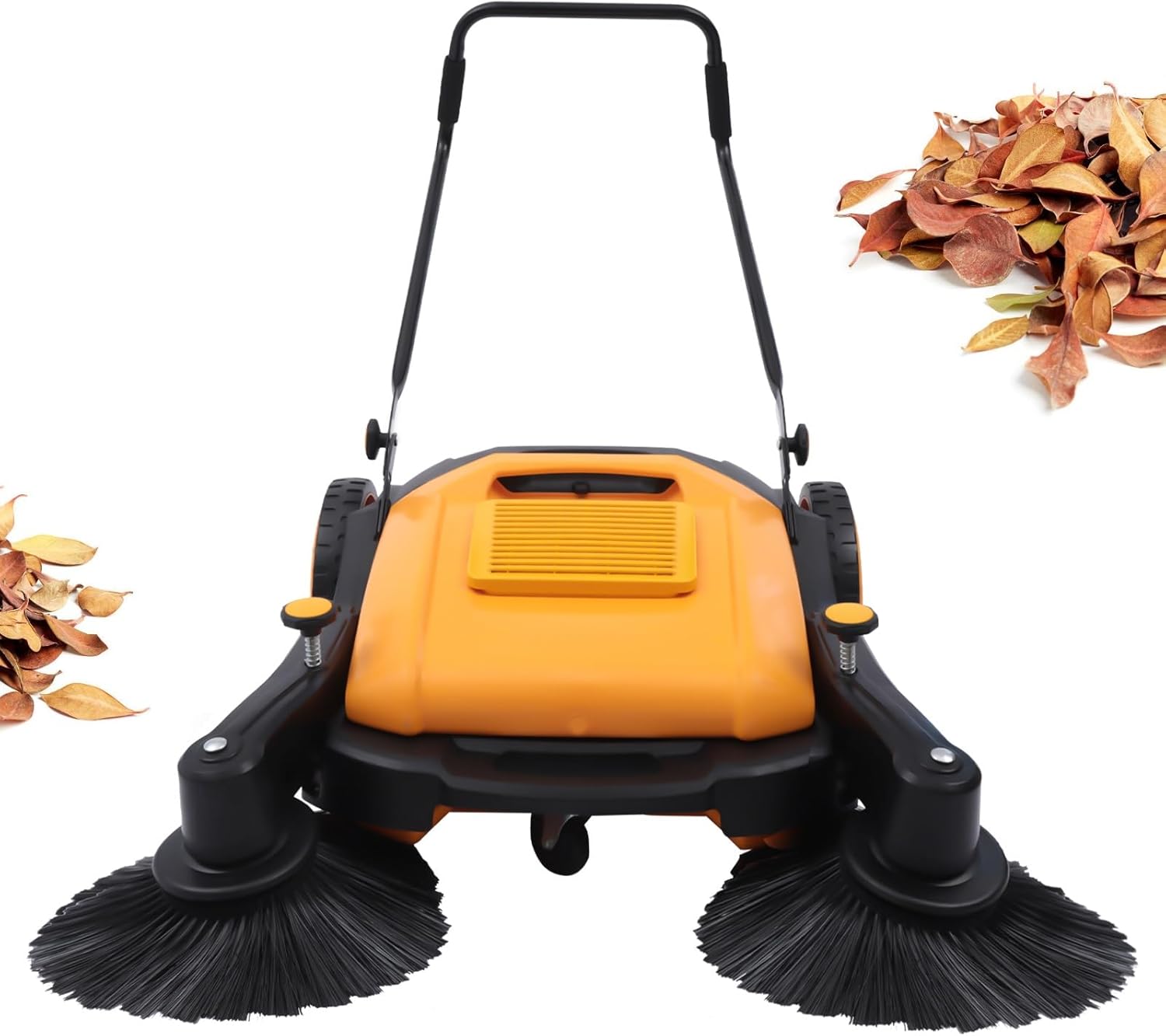 Gagalayong Lawn Sweeper Push, Hand Push Walk-Behind Leaf Sweeper, Portable Self-Propelled Floor Sweeper with Dust Container, Outdoor Cleaning Tool for Patio Gargen Lawn Care