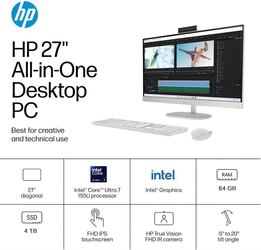 HP All in One Desktop Computer, Windows 11 Pro, 27