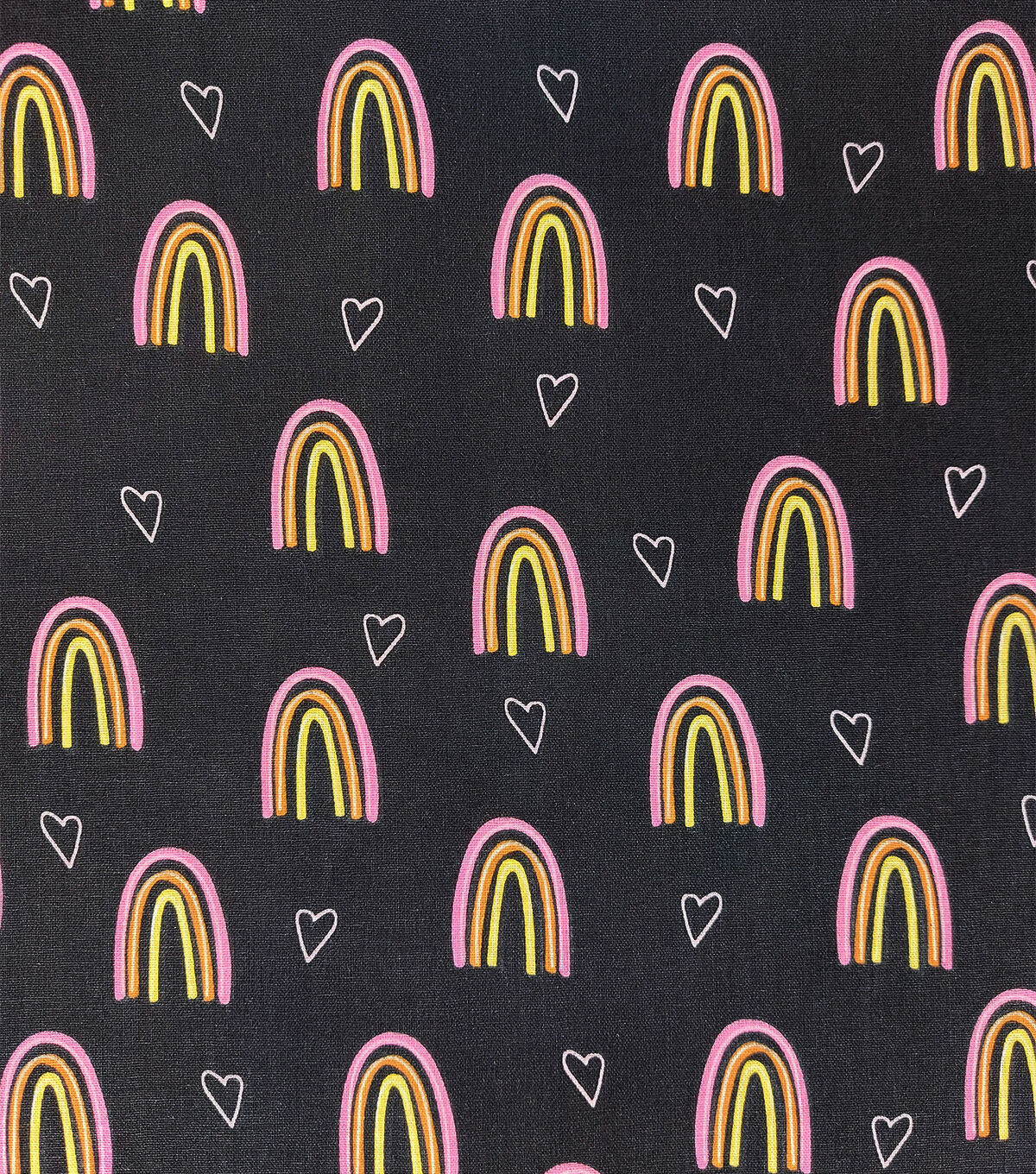 Rainbows On Black Novelty Cotton Fabric
