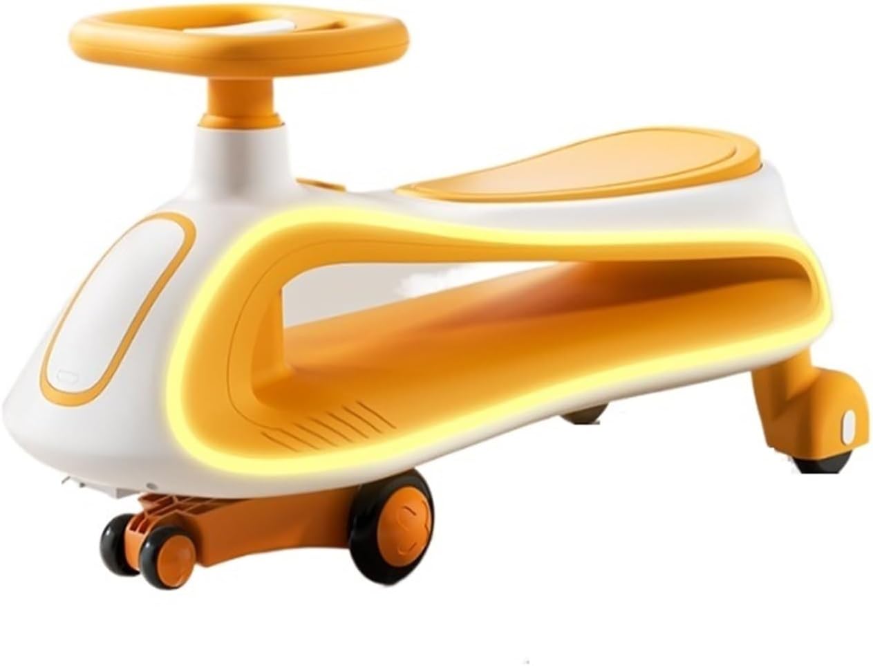 Swing Car Wiggle Car with Silent Flashing Wheels and Music Anti-Rollover Ride-On Toy for 3+ Year Olds Kids(Orange)