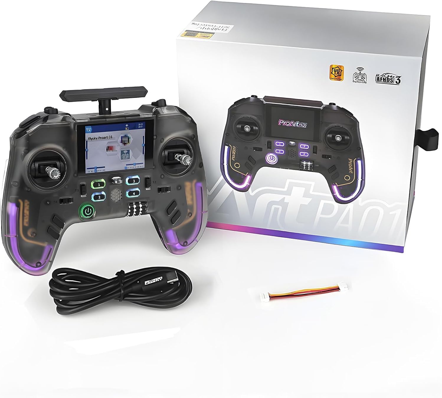 Flysky ProArt PA01 2.4GHz 18CH Radio Transmitter, AFHDS3/ELRS 500mW Hall Gimbal EdgeTX Raido Controller, 2.4 Inch IPS Color Screen for FPV Drone/RC Helicopter/Airplane/Car/Boat/Multiroto