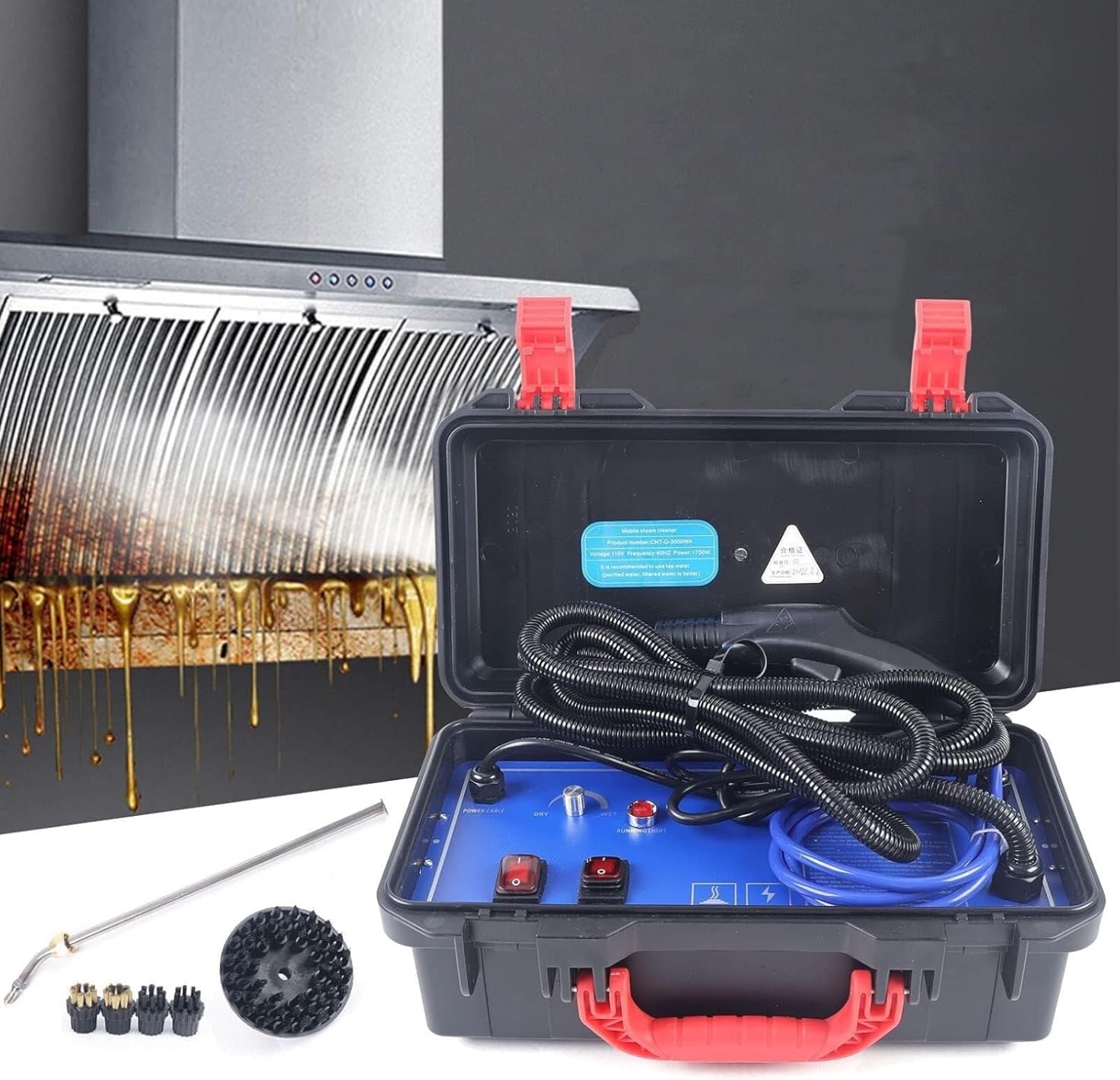 High Pressure Steam Cleaner, Portable Handheld High-Temperature Steam Machine For Car, Kitchen, Bathroom(220v#3000w)