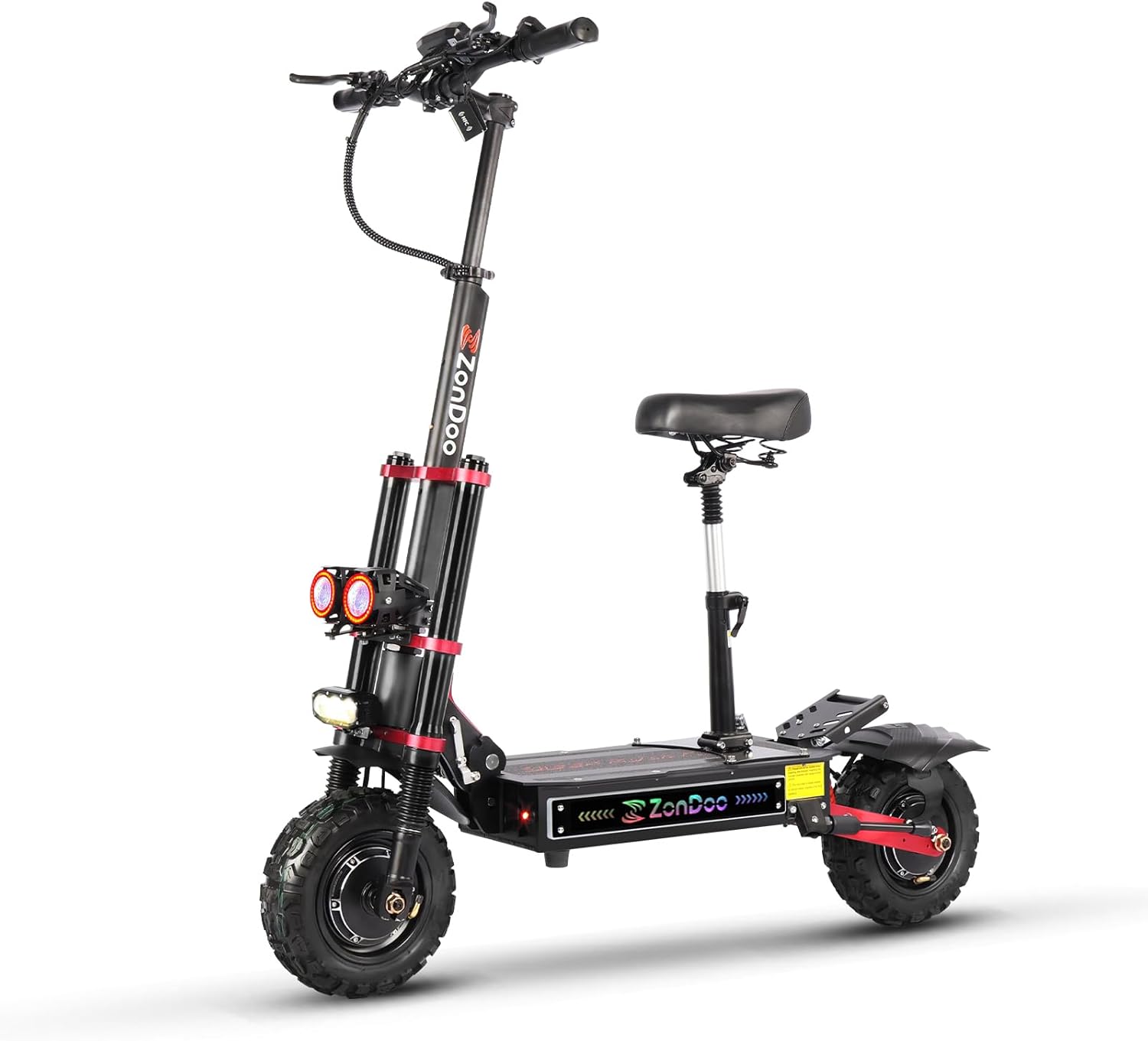 6000w Electric Scooter Dual Motor Up to 58 MPH, 60V35Ah Battery 60 Miles Long Range, Dual Suspension and Hydraulic Disc Brakes, Fat Tires Fast Electric Scooter with seat & Damper