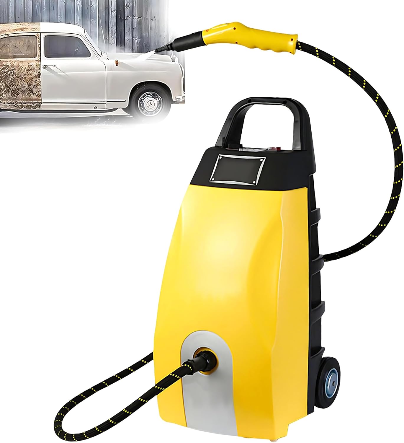 QIUNAOZI Multipurpose Steam Cleaner, Home Steam Cleaner, 30 - Sec Heat - Up, 5 Bar Maximum Pressure, Steam Output 120ml/Min, Suitable for Cleaning Car/Floors/Kitchen Furniture Yellow