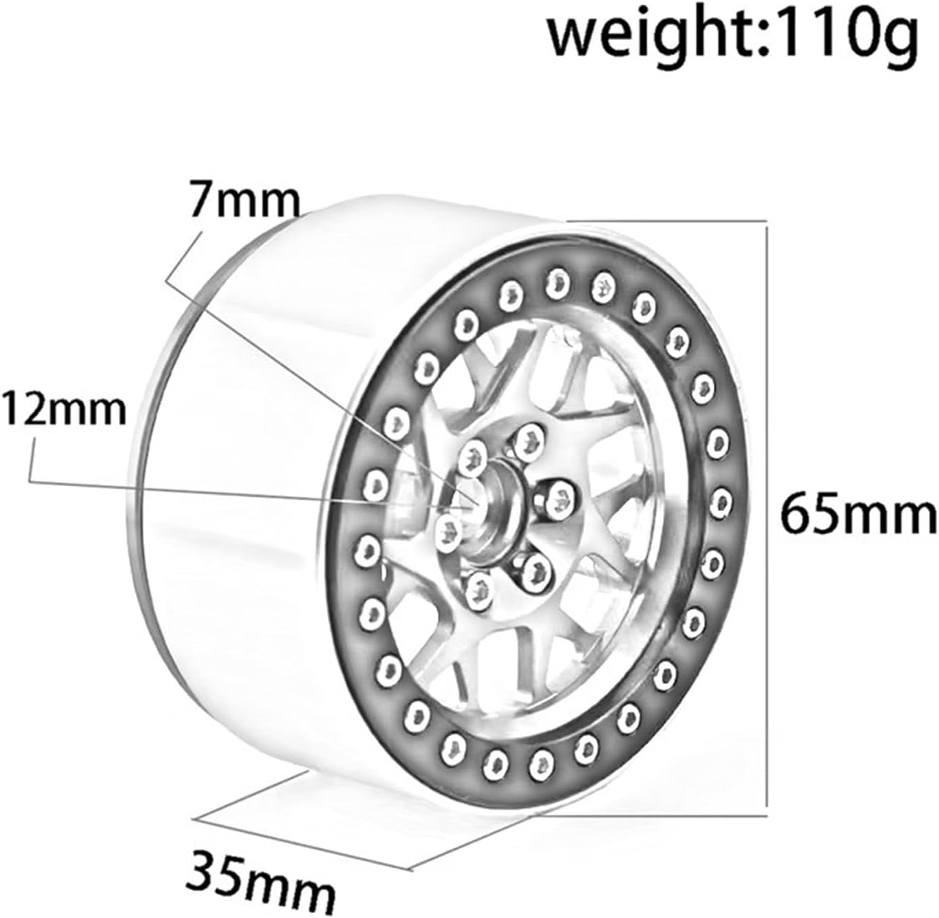 RC Car Parts Compatible with Axial for SCX10 for Wraith for Capra for RR10 for Traxxas 1/10 RC Crawler Car 2.2 Metal Beadlock Wheel Rim Wheel Hub(Gray)